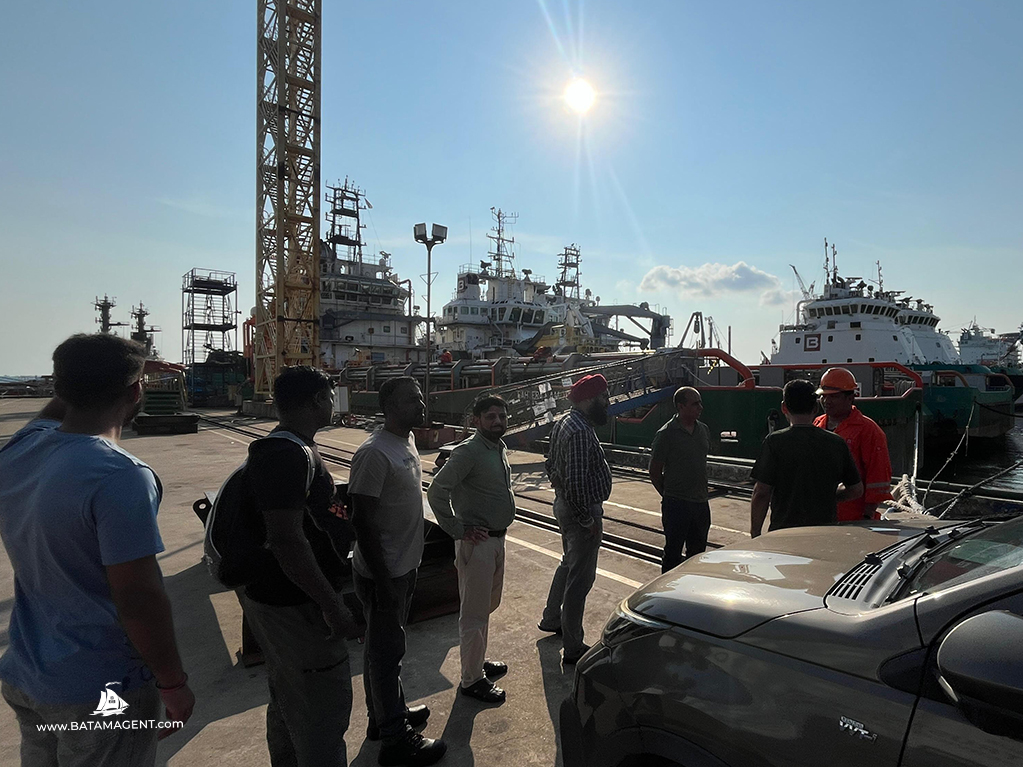 First batch of crew arriving to join AHTS vessel Asgard at PaxOcean Shipyard, with all crew joining formalities, visas, and health checks organized by PT. Bisa Jasa Segara (Batam Shipping Agency), a ship agency company based in Batam, Indonesia.